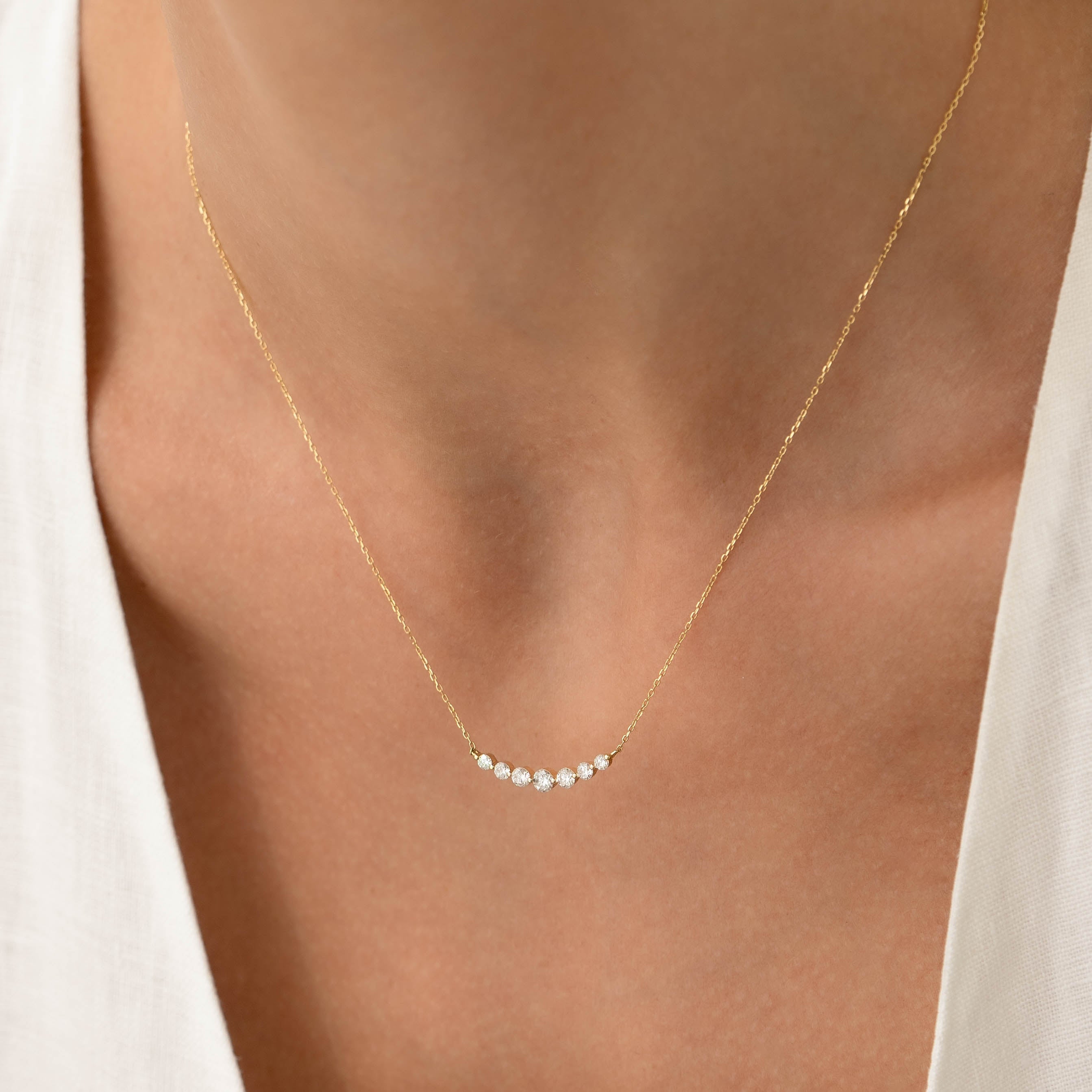 Graduated Diamond Necklace 14k Gold - Caterina