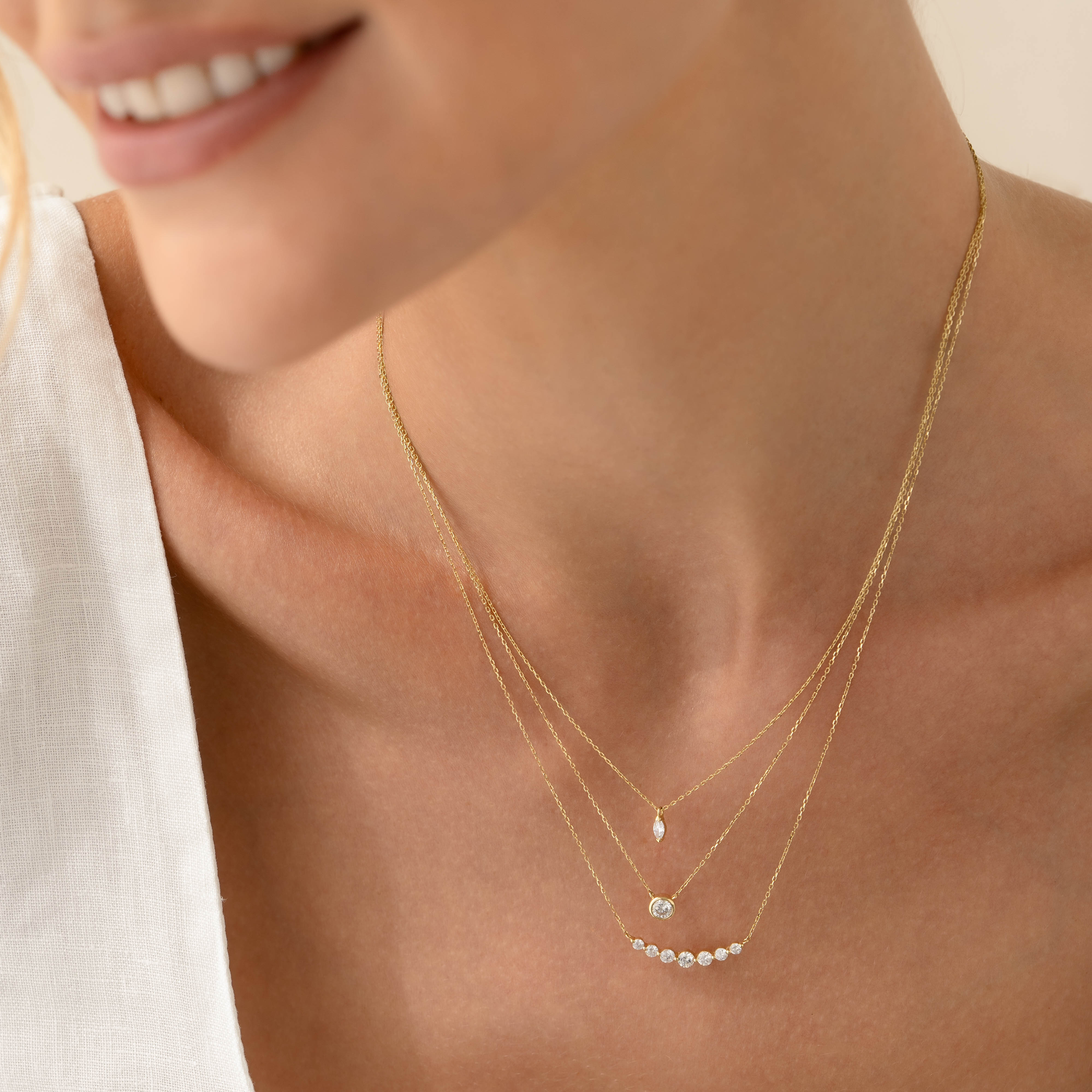 Graduated Diamond Necklace 14k Gold - Caterina