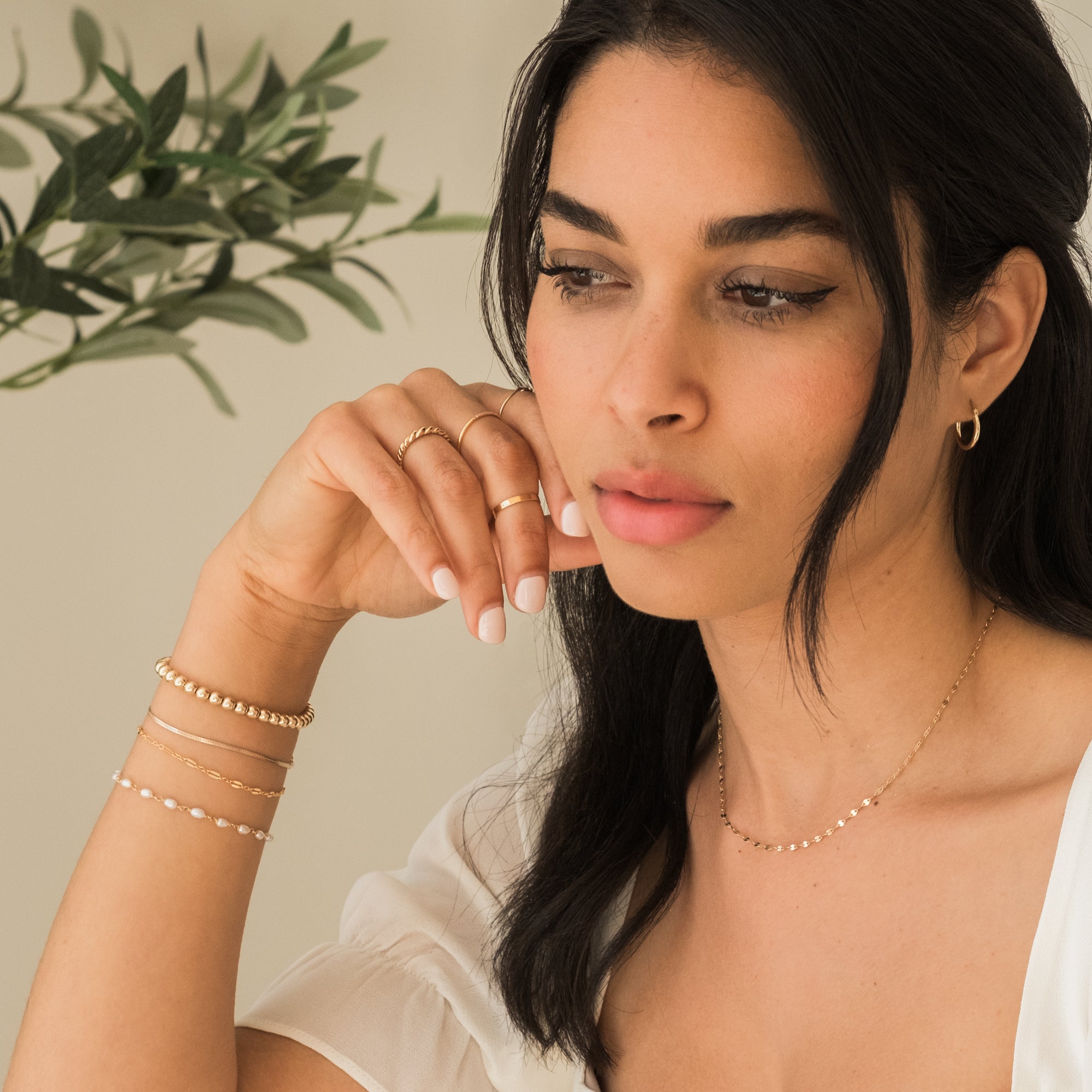 14K Gold Petal Chain Necklace