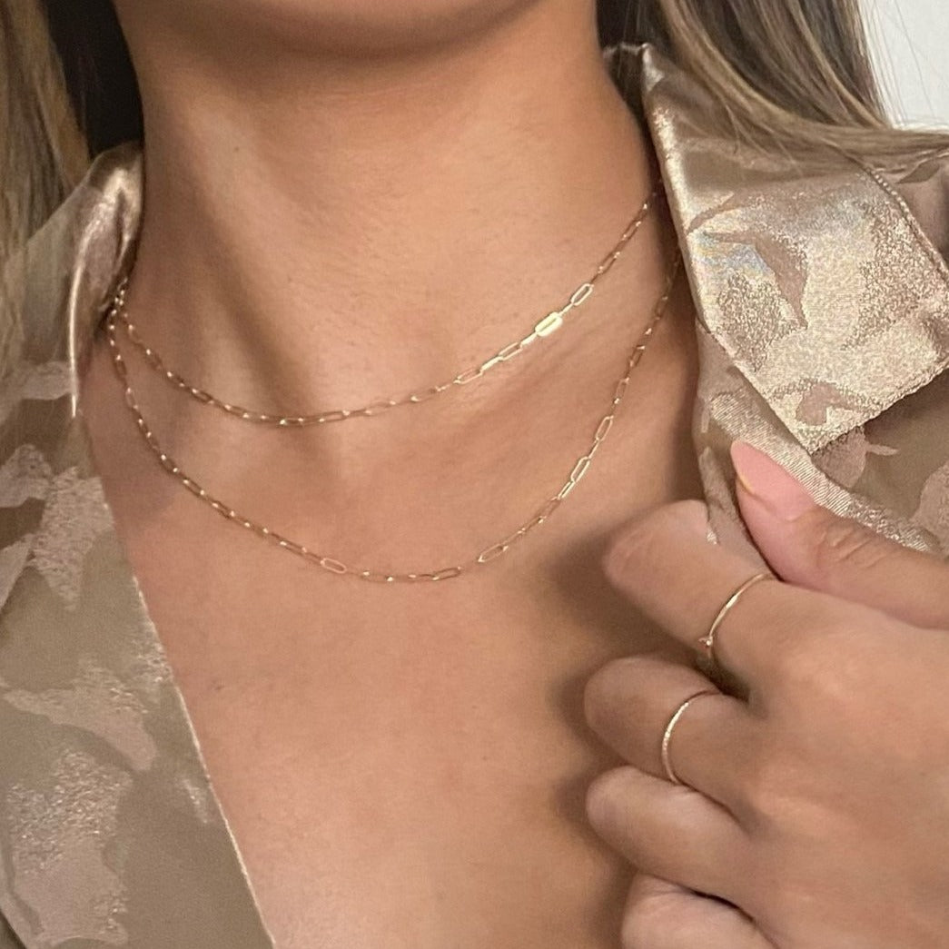 14k paperclip choker