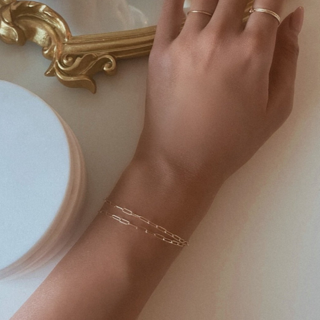 14k paperclip bracelet