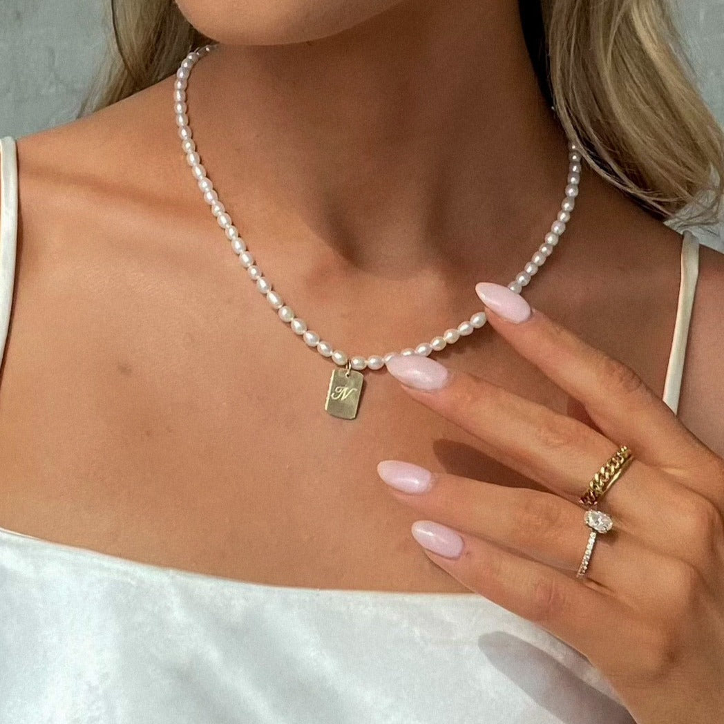 sadie dog tag initial necklace