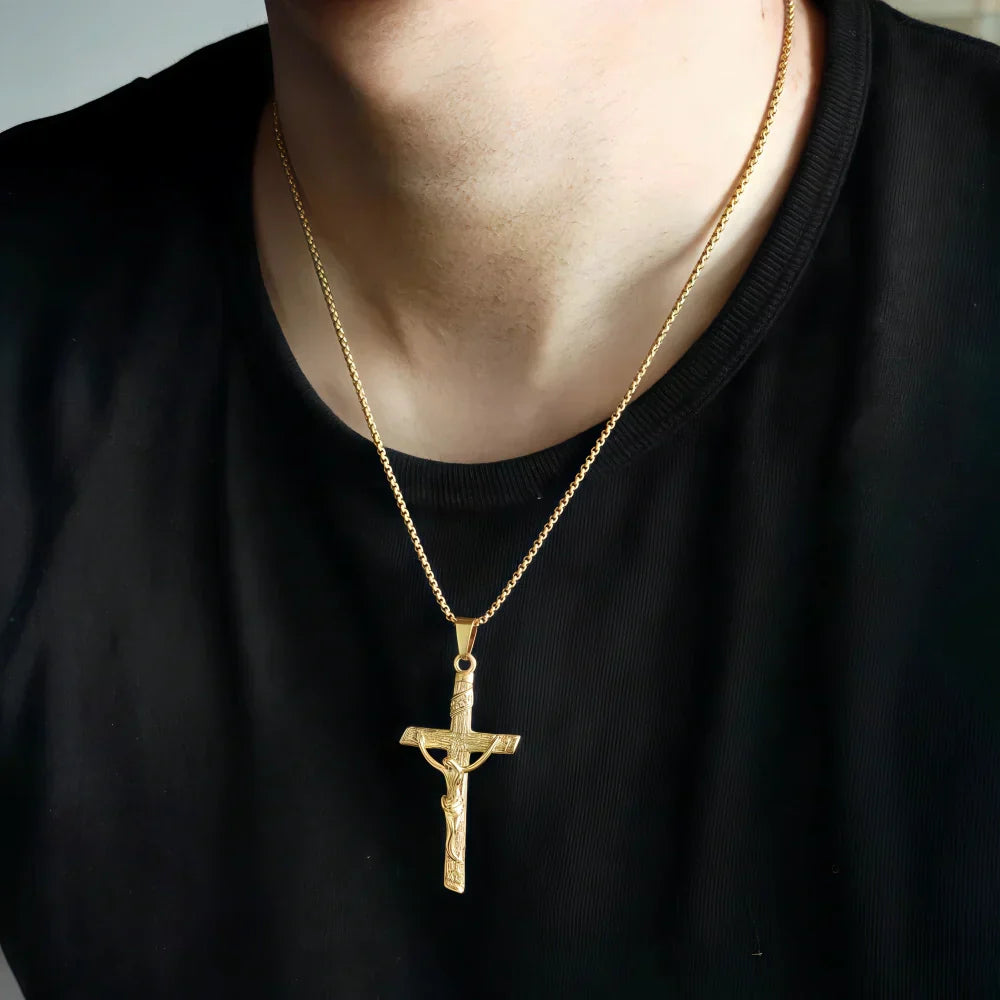 14K Gold Lamb of God Cross Necklace