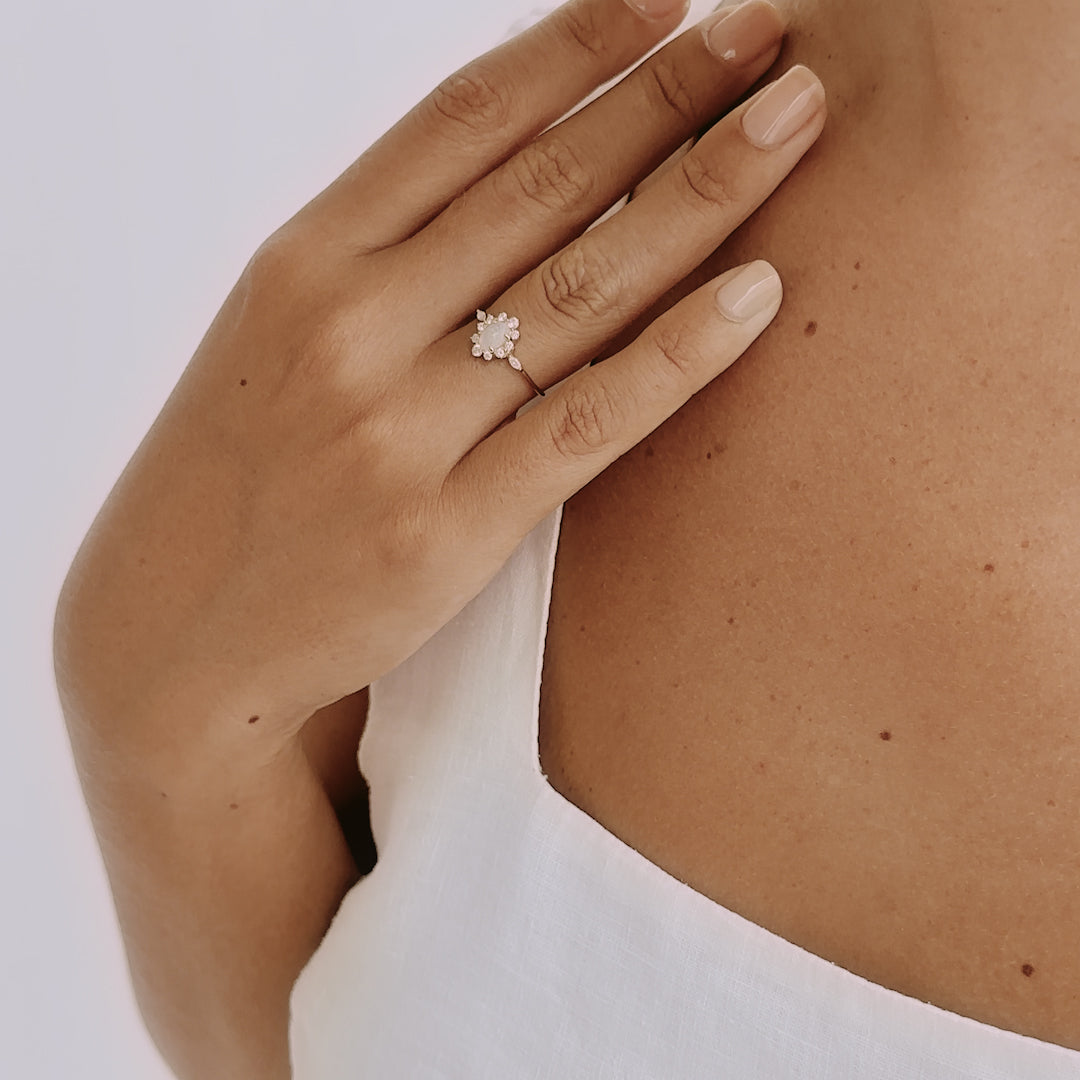 Sunburst Opal Halo Ring - Solana