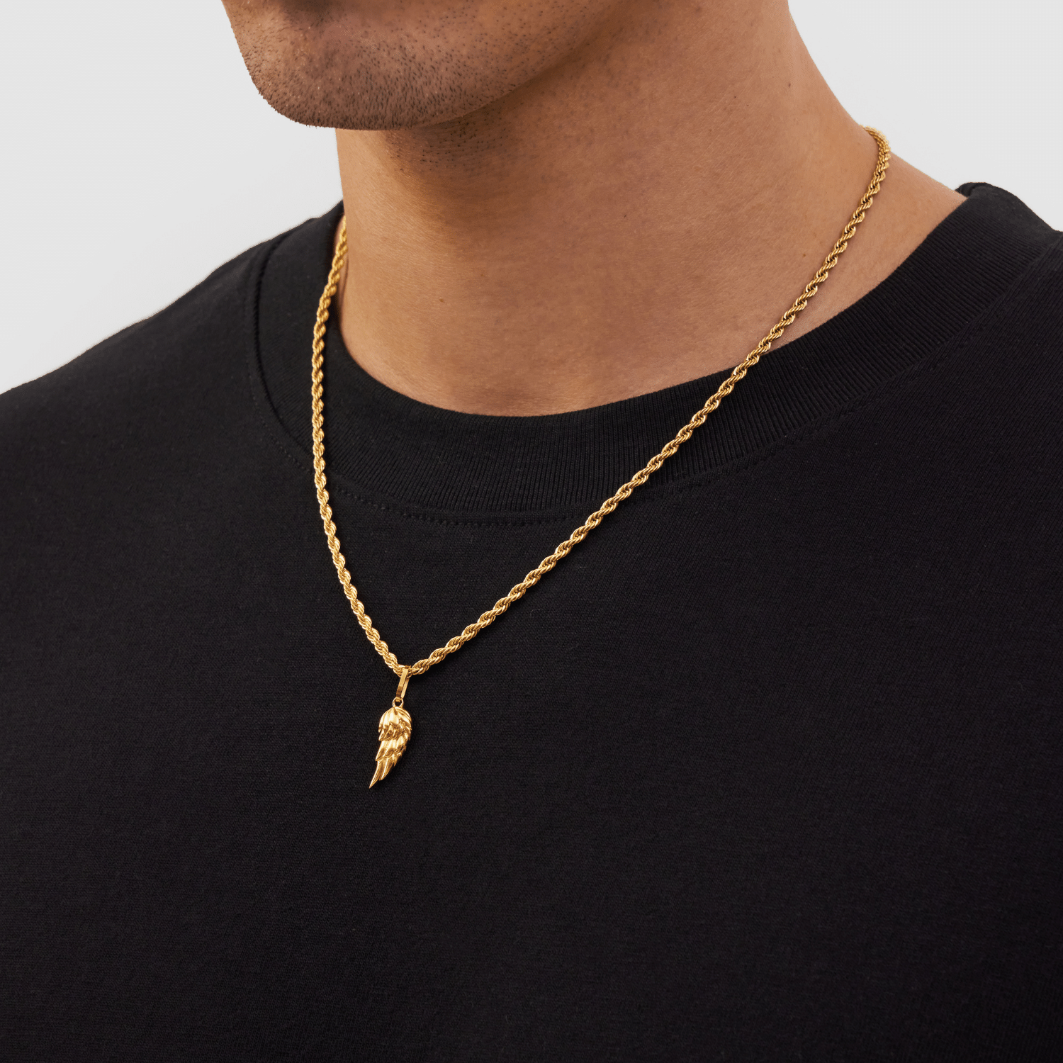 14K Gold Wing Pendant Necklace
